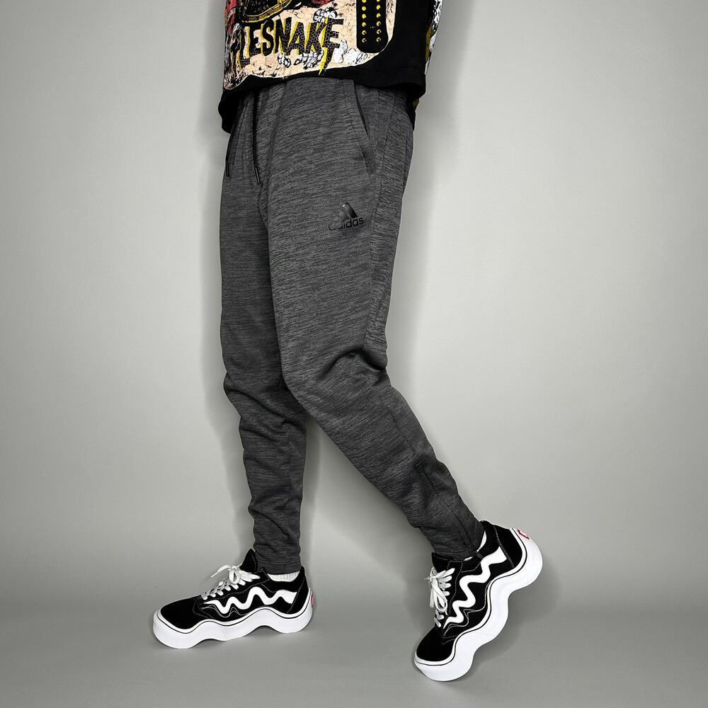 Vintage Y2K Adidas Sweatpants Mens M Dark Heather Grey Joggers Black Logo